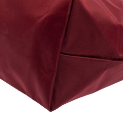 Pre Owned Longchamp Burgundy Nylon Le Pliage Tote