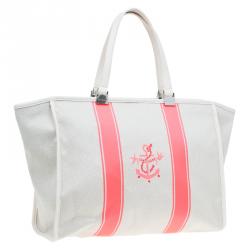 Pre Owned Longchamp Corail Canvas Large Nautique Zip Tote