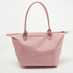 Pre Owned Longchamp Pink Nylon and Leather Medium Le Pliage Tote