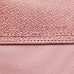 Pre Owned Longchamp Pink Nylon and Leather Medium Le Pliage Tote