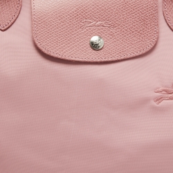 Pre Owned Longchamp Pink Nylon and Leather Medium Le Pliage Tote