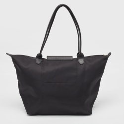 Pre Owned Longchamp Black Nylon and Leather Large Le Pliage Tote