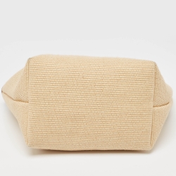 Pre Owned Longchamp Brown/Natural Canvas Small Le Panier Pliage Basket Bag