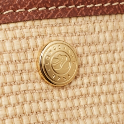 Pre Owned Longchamp Brown/Natural Canvas Small Le Panier Pliage Basket Bag