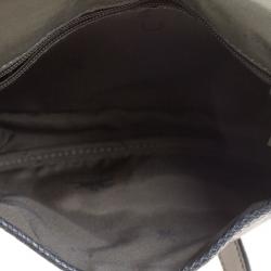Pre Owned Longchamp Black Textured Leather Quadri Crossbody Bag