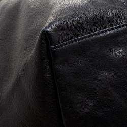 Pre Owned Long Champ Black Leather Oversize Le Pliage Tote