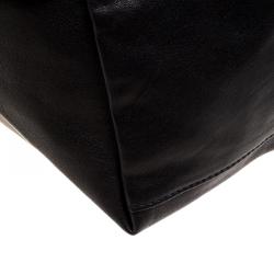 Pre Owned Long Champ Black Leather Oversize Le Pliage Tote