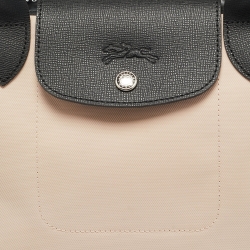 Pre Owned Longchamp Le Pliage Energy Black/Peach Leather and Nylon Tote