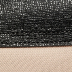 Pre Owned Longchamp Le Pliage Energy Black/Peach Leather and Nylon Tote