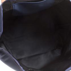Pre Owned Longchamp Navy Blue Paris Print Nylon Medium Le Pliage Tote