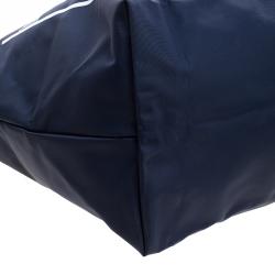 Pre Owned Longchamp Navy Blue Paris Print Nylon Medium Le Pliage Tote