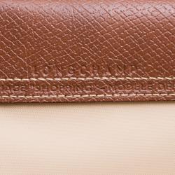 Pre Owned Longchamp Beige Coated Nylon Le Pliage Shoppiing Tote