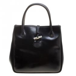 Longchamp Black Leather Mini Roseau Tote