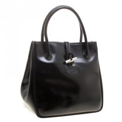 Longchamp Black Leather Mini Roseau Tote