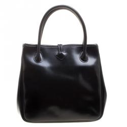 Longchamp Black Leather Mini Roseau Tote