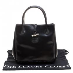 Longchamp Black Leather Mini Roseau Tote