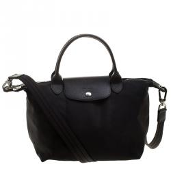Pre Owned Longchamp Black Nylon Small Le Pliage Tote