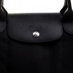 Pre Owned Longchamp Black Nylon Small Le Pliage Tote