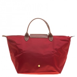 Pre Owned Longchamp Red Nylon Medium Le Pliage Tote