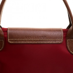 Pre Owned Longchamp Red Nylon Medium Le Pliage Tote
