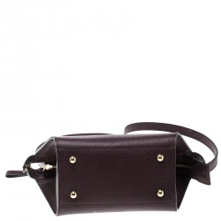 Pre Owned Longchamp Burgundy Leather Small Le Pliage Heritage Tote