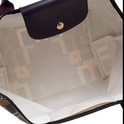 Pre Owned Longchamp Multicolor Printed Satin Medium Le Pliage Tote