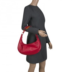 Longchamp Red Leather Hobo 