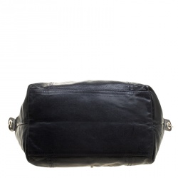 Pre Owned Longchamp Navy Blue Leather Small Le Pliage Tote