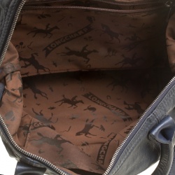 Pre Owned Longchamp Navy Blue Leather Small Le Pliage Tote