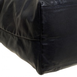 Pre Owned Longchamp Navy Blue Leather Small Le Pliage Tote