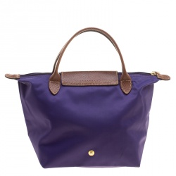Pre Owned Longchamp Purple Nylon Medium Le Pliage Tote
