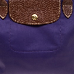 Pre Owned Longchamp Purple Nylon Medium Le Pliage Tote