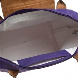 Pre Owned Longchamp Purple Nylon Medium Le Pliage Tote