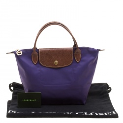 Pre Owned Longchamp Purple Nylon Medium Le Pliage Tote