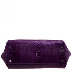 Longchamp Purple Python Embossed Leather Gatsby Tote