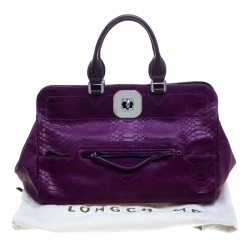 Longchamp Purple Python Embossed Leather Gatsby Tote