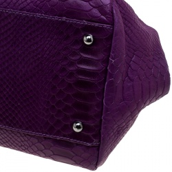 Longchamp Purple Python Embossed Leather Gatsby Tote