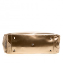 Longchamp Metallic Beige Patent Leather Roseau Tote