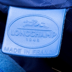 Pre Owned Longchamp Blue Textured Leather Penelope Fantaisie Tote