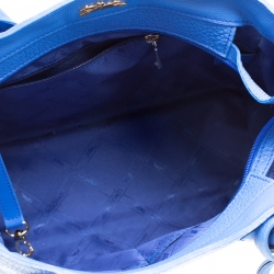 Pre Owned Longchamp Blue Textured Leather Penelope Fantaisie Tote