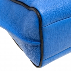 Pre Owned Longchamp Blue Textured Leather Penelope Fantaisie Tote