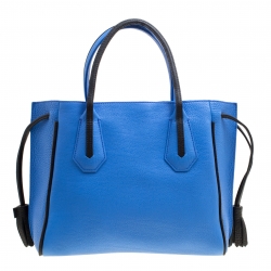 Pre Owned Longchamp Blue Textured Leather Penelope Fantaisie Tote