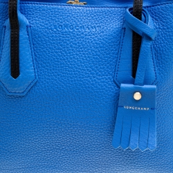 Pre Owned Longchamp Blue Textured Leather Penelope Fantaisie Tote