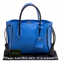 Pre Owned Longchamp Blue Textured Leather Penelope Fantaisie Tote