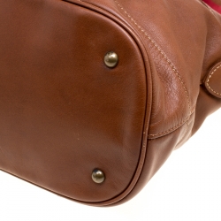 Longchamp Brown Leather Au Sultan Top Handle Bag