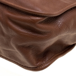 Longchamp Brown Leather Balzane Roots Top Handle Bag