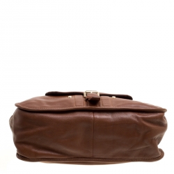 Longchamp Brown Leather Balzane Roots Top Handle Bag