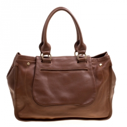 Longchamp Brown Leather Balzane Roots Top Handle Bag
