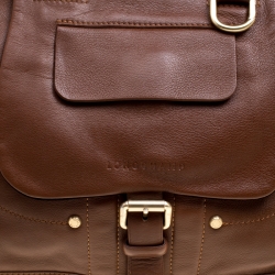 Longchamp Brown Leather Balzane Roots Top Handle Bag