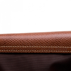 Pre Owned Longchamp Brown Nylon and Leather Medium Le Pliage Tote
